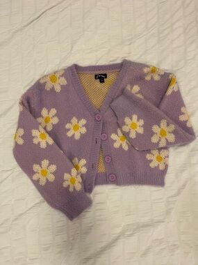 art class Lavender and Yellow V-Neck Knit Cardigan